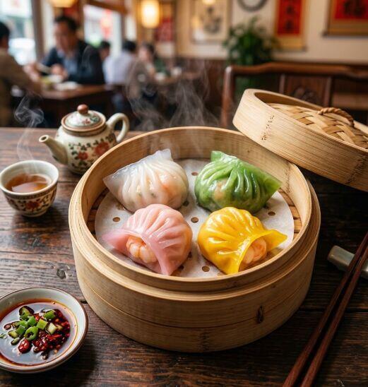 Rainbow Shrimp Dumplings
