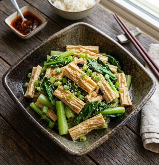 Stir-fried Choy Sum With Tofu Skin